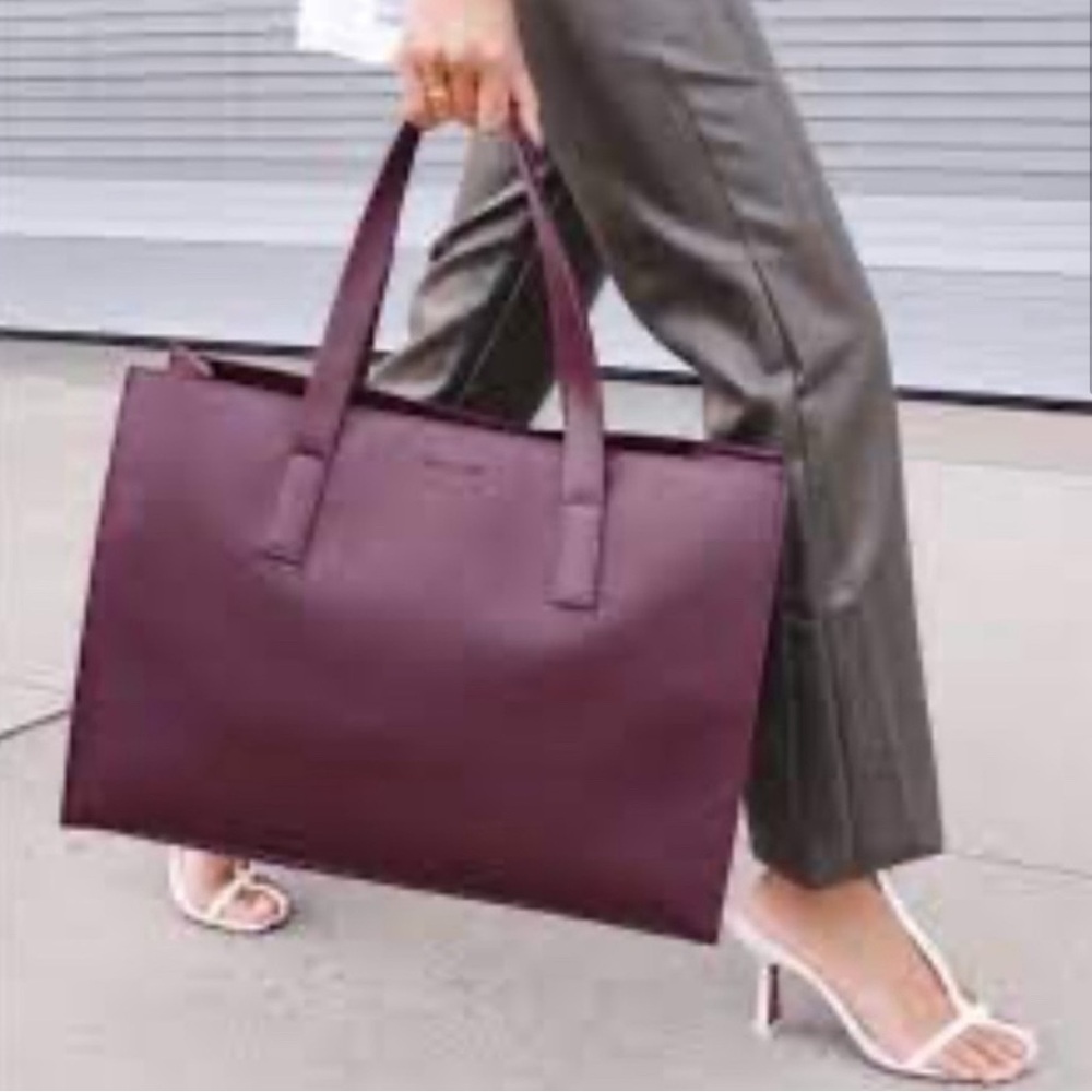 Rachel Zoe Burgundy Leather Tote Bag Sleek and Spacious